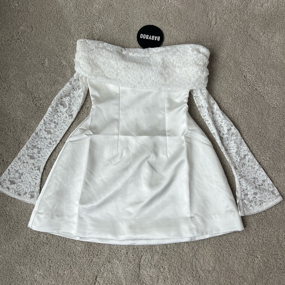 BABYBOO White Lace Off-Shoulder Dress